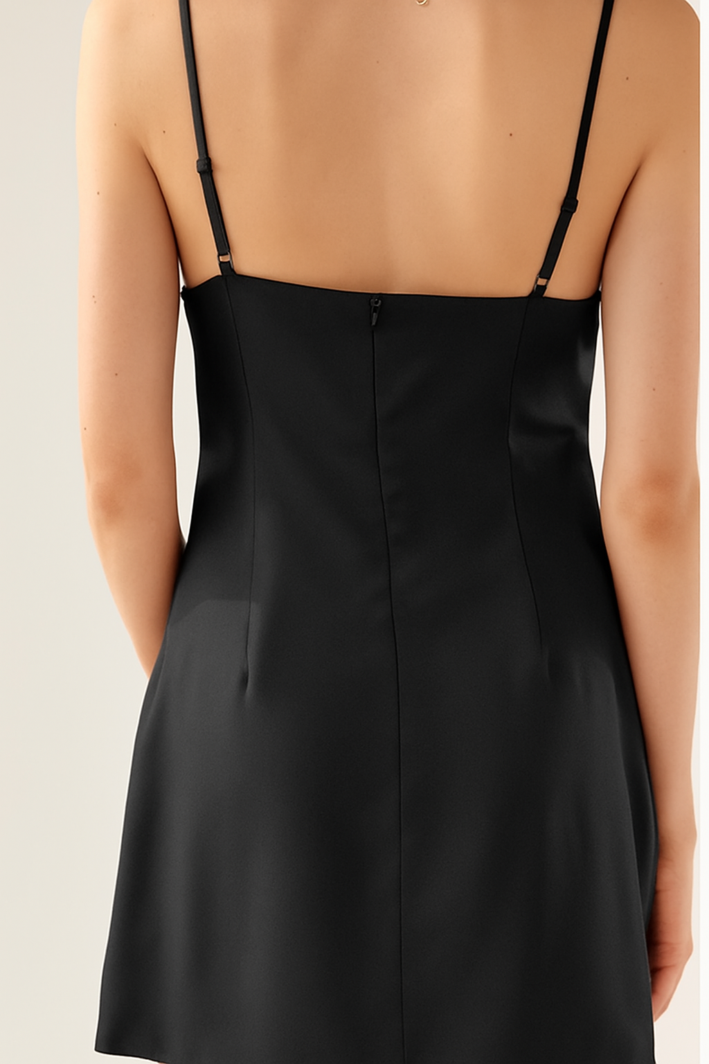 SATIN CAWL NECK MINI DRESS BLACK
