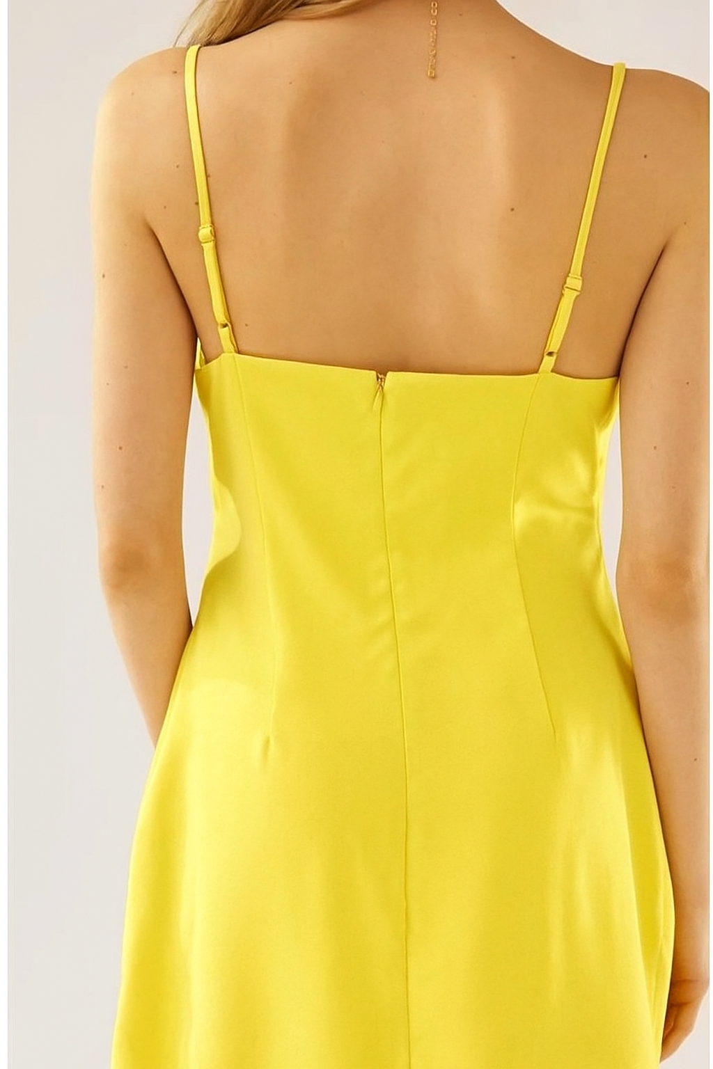 SATIN CAWL NECK MINI DRESS YELLOW
