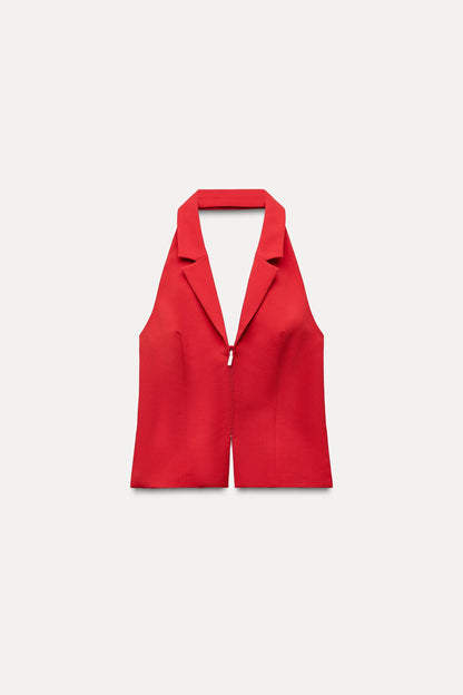 Zip-up halter top