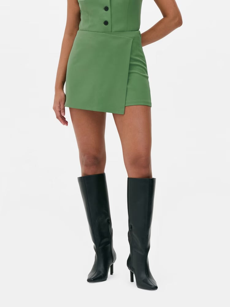 Asymmetric Wrap Skort