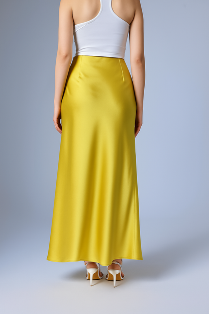 FLOWY SATIN SKIRT YELLOW