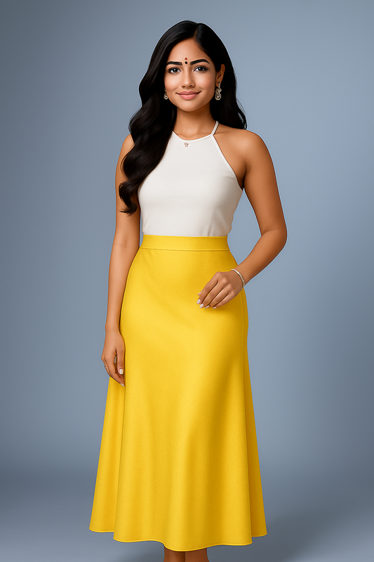 FLOWY SATIN SKIRT YELLOW