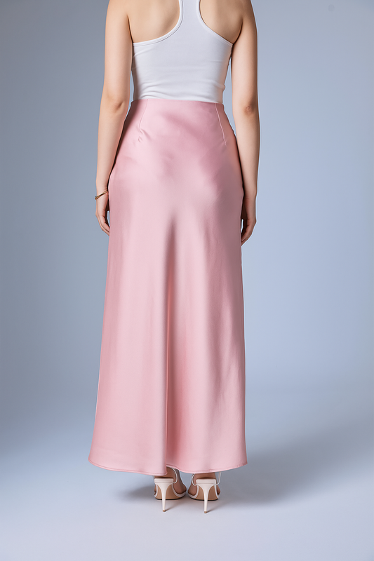 FLOWY SATIN SKIRT PINK